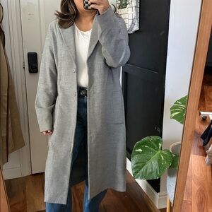 H&M oversized Longline Open Front Pea Coat. Size 4 Heather Gray